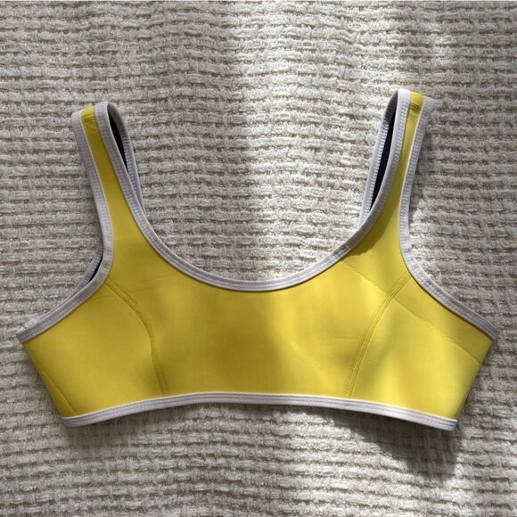 Hoaka Swimwear yellow‎ bikini  with contrast white trim L - Picture 2 of 10